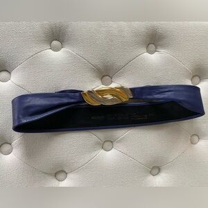 Vintage 80’s Liz Claiborne Navy Belt with Gold Buckle